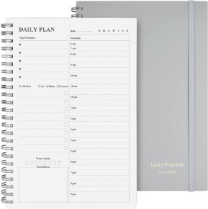 Undated Daily Planner, Asten To Do List Notebook Schedules Spiral Appointment Planner for Men and Women