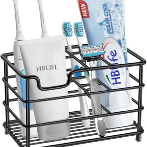hblife Electric Toothbrush Holder, Large Stainless Steel Toothpaste Holder Bathroom Accessories Organizer, Black