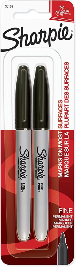 Sharpie 30162PP Permanent Markers, Fine Point, Black, 2 Count