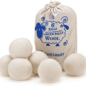 Wool Dryer Balls - Natural Fabric Softener, Reusable, Reduces Clothing Wrinkles and Saves Drying Time. The Large Dryer Ball is a Better Alternative to Plastic Balls and Liquid Softener. (Pack of 6)