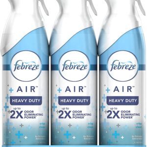 Febreze Air Freshener Heavy Duty Spray, Odor Eliminator, Crisp Clean, 8.8 Oz (Pack of 3)