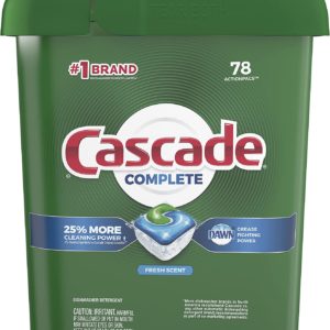 Cascade Complete Dishwasher-Pods, ActionPacs Dishwasher Detergent Tabs, Fresh Scent, 78 Count (Packaging May Vary)