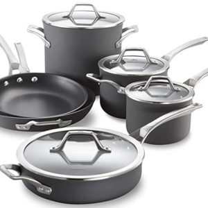 طقم أواني طهي مكون من 10 قطع من Calphalon Signature وأواني وأواني غير لاصقة بأكسيد صلب