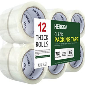 شريط تغليف شفاف ، شريط تعبئة HERKKA 12 رولز شديد التحمل