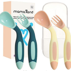 MAMALAND ustensiles pour bébés cuillères fourchettes 2 ensembles avec étui de transport sûr 2