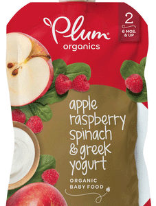 المرحلة الثانية من غذاء الأطفال العضوي ، التفاح ، التوت ، السبانخ ، واللبن اليوناني