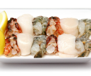 Shrimp, Lobster, and Scallop Kabobs