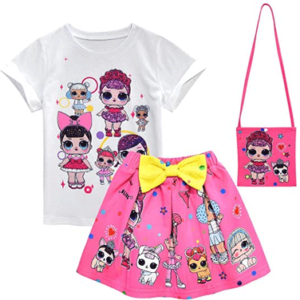Girl T-Shirt Short Sleeve LOL Girls Childrens Surprise Clothes Top Tee 2-8 Years