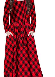 21KIDS Girl Maxi Dress Kids Floral Casual 3/4 Sleeve Dresses with Pocket