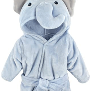 Hudson Baby Unisex Baby Plush Animal Face Robe, Blue Elephant