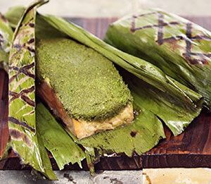 Banana-Leaf Wrapped Coconut-Cilantro Salmon