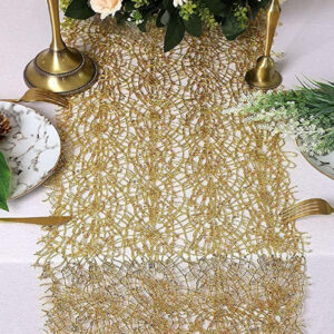 QueenDream 2 Pack 12 x 80 Inches Gold Sequin Mesh Table Runner Home Table Decor