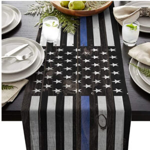 Poly-cotton Burlap Table Runner Dresser Scarves, Independence Day American Flag