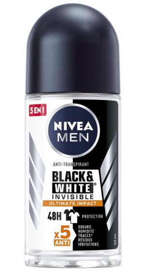 Invisible Black & White Men's Roll-On Deodorant 50ml - NIVEA MEN