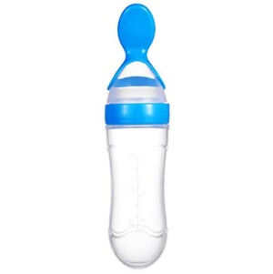Safety Silicone Baby Bottle with Spoon Food Supplement Rice Cereal Bottles Squeeze Spoon Milk Feeding Bottle Cup - Pack of 1
