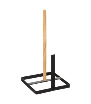 Paper towel holder in wood and metal