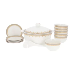 15-piece soup service with copper frieze decor