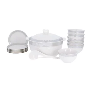 15-piece soup service with silver frieze decor