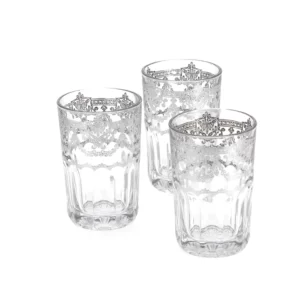 Set of 12 silver Luster tea glasses
