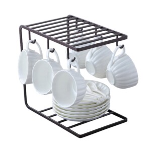 Metal Mug Tree Holder Stand for Counter 6 Hooks Coffee Cup Display Hanger Rack Organizer for Kitchen Cabinet