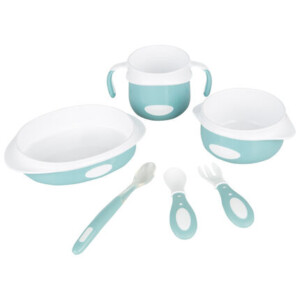 Meal set with Mix'N'Match silicone cutlery - Blue - Prémaman