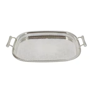 Tray with silver metal handle
