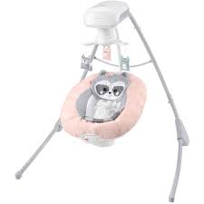 Baby Raccoon Cradle ‘N Swing with 6-Speeds, Pink