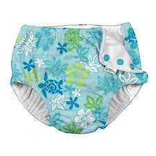Green Bambino Snap Reusable Swim Diaper - Aqua Hawaiian Turtle