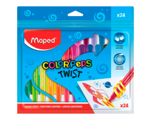 Maped Box of 24 COLOR'PEPS TWIST wax pencils, Turn to release the lead.
