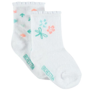 Pack of 2 pairs of patterned cotton socks for baby girls - Orchestra
