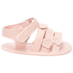 VELCRO SANDALS WITH FLOWER PATCH - PINK