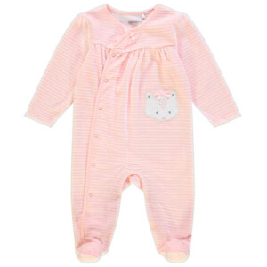 Pink velvet sleepsuit for baby girl - Orchestra