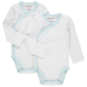 Pack of 2 long-sleeved cat print cotton bodysuits for baby boy - Orchestra