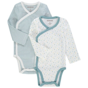 Pack of 2 long-sleeved cotton bodysuits with polka dots and stripes - Orchestra