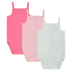 Pack of 3 cotton jersey bodysuits with spaghetti straps for baby girls - Orchestra