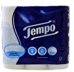 White toilet paper 3 ply x9pcs - TEMPO