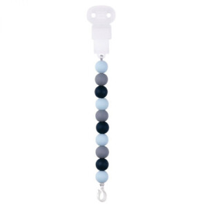 Clip-on silicone pacifier clip - Navy blue - Nattou