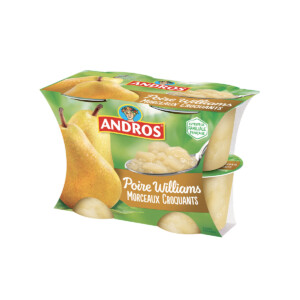 Williams pear dessert with pieces 4x100g - ANDROS