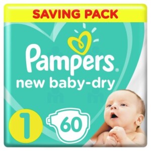 baby-dry baby diapers size 1 newborn x60pcs - PAMPERS