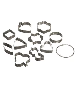 Set of 10 stainless steel cookie cutters